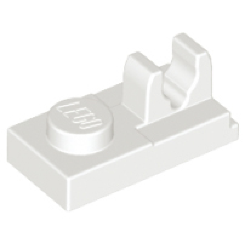 Plaat, Aangepast 1x2 met clip bovenop White